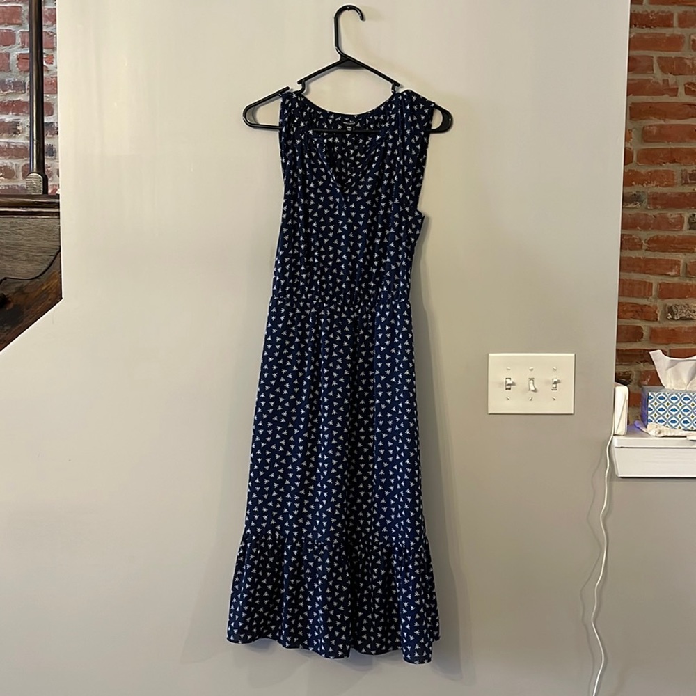 Navy Blue flowy midi dress | XXS| J Crew